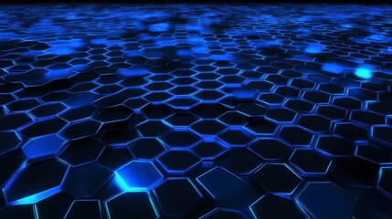 Fototapeta premium Stunning Hexagonal Pattern, Futuristic Technology Design, Dark Blue Geometric Art