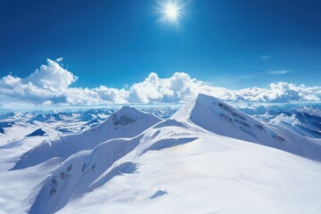 Obraz premium Majestic snowcovered landscape vast mountain range nature photography clear sky aerial view tranquil scenery