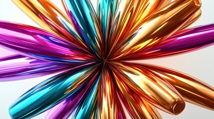 Metallic starburst with vibrant colors, against white background