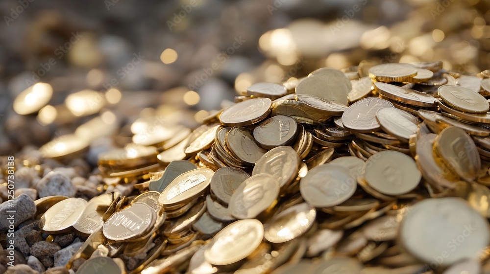 Aufkleber abundant pile of golden coins spilling on a surface symbolizing prosperity and success in finance : 