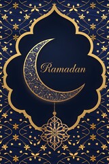 Festive Ramadan Celebration with Colorful Lanterns and Crescent Moon - Phone Wallpaper.