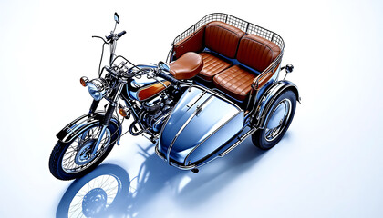 Fototapeta premium Classic Motorcycle Sidecar: Vintage Elegance in Chrome and Leather