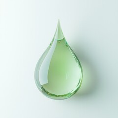 Minimalist droplet in soft green hues, against white background