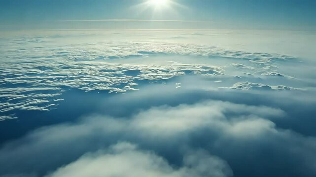 peaceful aerial views: sunlit serenity and expansive cloudscapes above the horizon