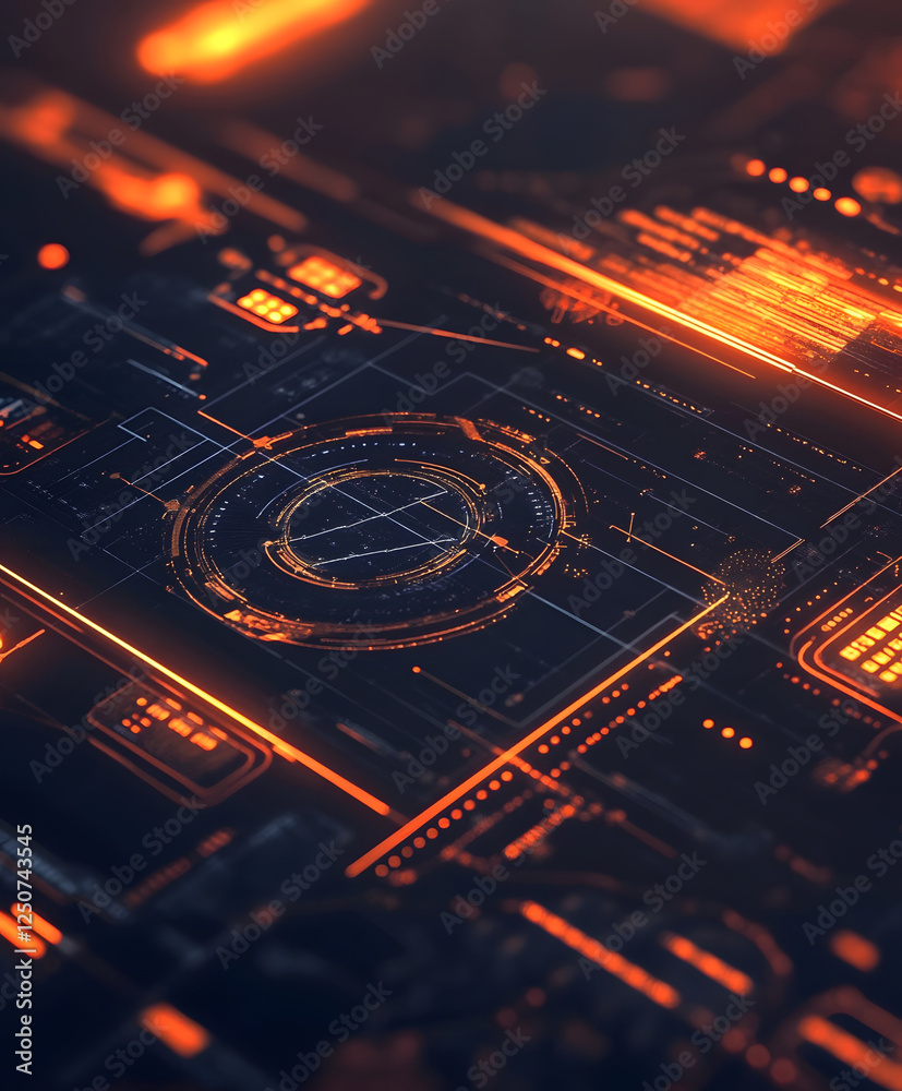 Aufkleber Futuristic data analytics insights in chaotic digital environments abstract technology art