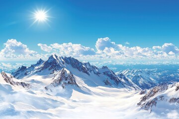 Obraz premium Majestic snow-covered mountain range under clear blue sky winter landscape panoramic view natural beauty for adventure enthusiasts