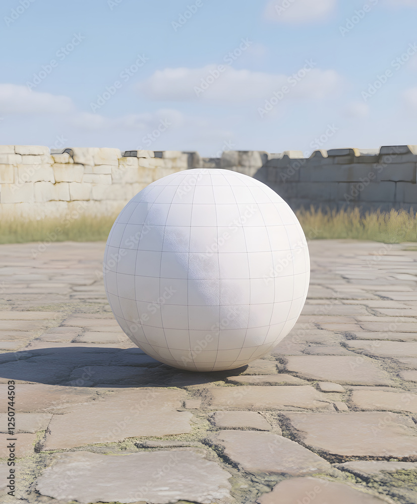 Poster dynamic sphere model render outdoor setting 3d art natural light unique perspective