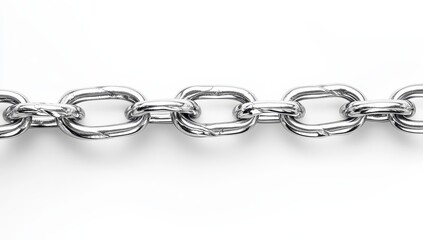 Obraz premium Close-up of a shiny, metallic chain against a white background.