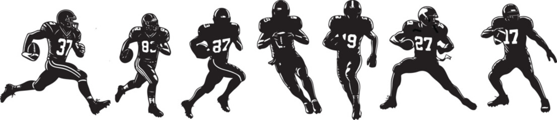 American Football Player Silhouette Vector Set – High-Quality Sports Clipart Collection