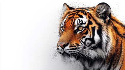 Fototapeta premium Fierce tiger portrait showcasing striking eyes and vibrant fur in an abstract composition