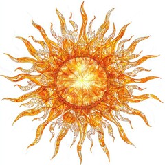 Radiant sunburst with intricate layers, against white background