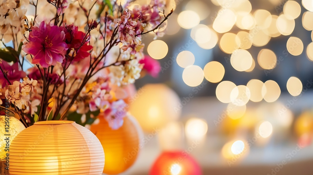 Aufkleber beautiful floral arrangement with lanterns creating a warm festive ambiance for celebrations and eve