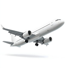 Obraz premium white airplane flying, isolated on a white background