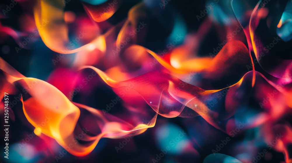 Poster colorful abstract patterns of swirling smoke create an mesmerizing visual display in a dark backgrou
