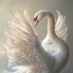 Fototapeta premium Serene Elegance of a Graceful Swan with Feathered Wings Spread