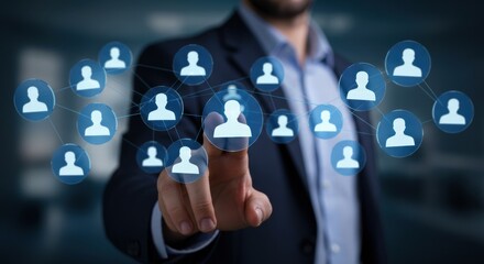 Image of a businessman using digital technology, showing the network that connects everyone