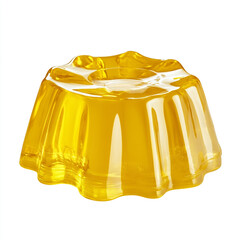 Yellow gelatin dessert isolated on white background.