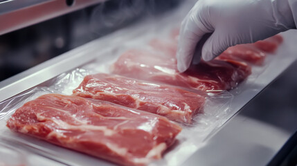 Process of packaging fresh meat cuts in a modern food processing facility
