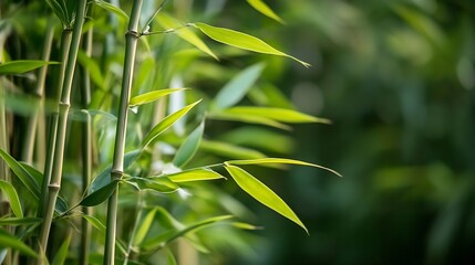 Fototapeta premium Close Up of Lush Bamboo Leaves in a Serene Environment : Generative AI