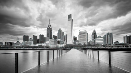 Obraz premium Philadelphia Cityscape On Pier At Dusk