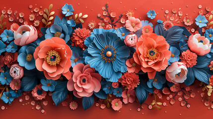 Fototapeta premium red and blue flower