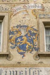 Frescoes depicting village life on the painted houses of the old town of Stein am Rhein, Canton Schaffhausen, Switzerland