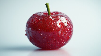 Shiny red currant with a glowing surface against the white background.