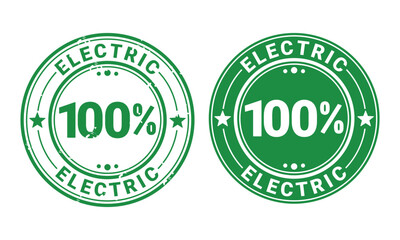 Green energy label, electric power stamp vector template illustration