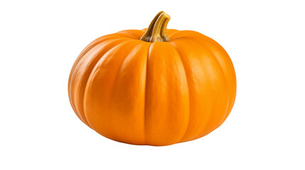 Vibrant Orange Pumpkin Autumn Harvest Thanksgiving Decoration Festive Fall Halloween Decor on transparent background.