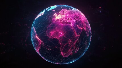 Fototapeta premium Vibrant Digital Globe Representation with Network Connections