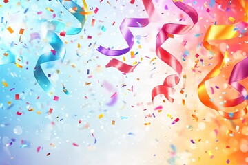 Colorful ribbons and confetti celebrate a festive occasion