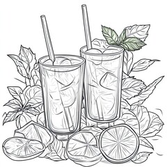 Simple Mojito Coloring Book Pages Fun Illustration for   and Kids