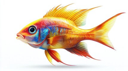 Vibrant fish icon with modern details, against white background