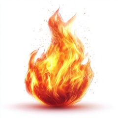 Vibrant flame with a modern design, against white background