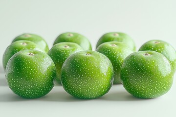 Vibrant green jujube with a glossy skin against the white background.