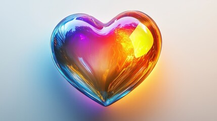Vibrant heart in a glowing gradient, against white background