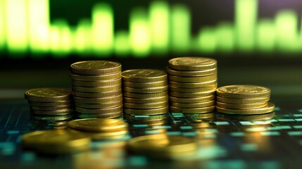 Golden Coins Stacks Financial Growth Illustration