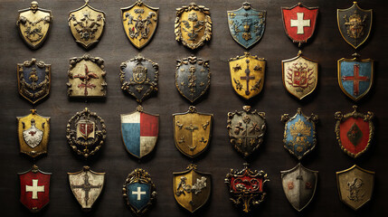 Coat of arms of Switzerland and Swiss cantons, vector heraldry. Heraldic shields with emblems of Zurich, Bern, Lucerne and Geneva, Uri, Schwyz, Obwalden and Nidwalden, Glarus, Zug and Fribourg