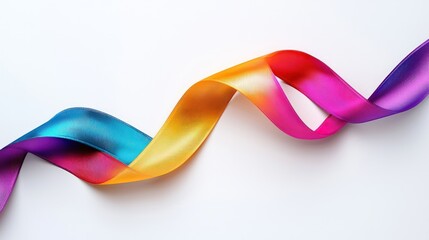 Vibrant ribbon in curved design, against white background
