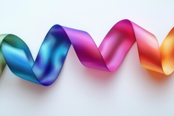 Vibrant ribbon with layered gradients, against white background