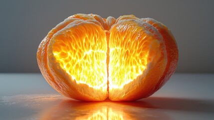 Vibrant satsuma with glowing orange skin against the white background.