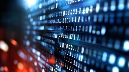 Abstract digital binary background with glowing numbers and colorful lights : Generative AI