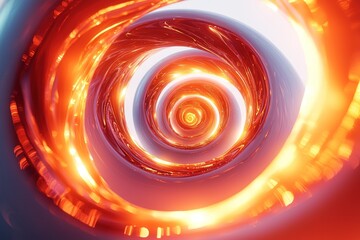 Vibrant spiral with glowing layers, against white background
