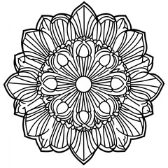 Ornamental Mandala Coloring Book Page Intricate Design for Creative Relaxation