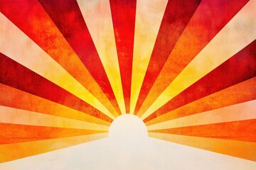 Vibrant sunburst with warm hues, against white background