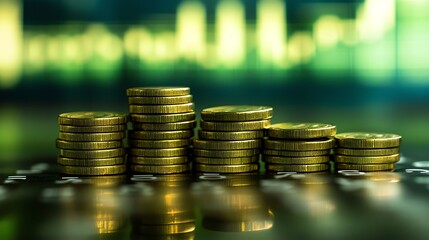 Golden Coin Stacks Abstract Background Image