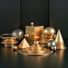 3D Geometric Shapes in an Indoor Setting – Abstract Design
