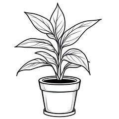 Charming Potted Plant Coloring Page Illustration Simple Design for Relaxation and Creativity