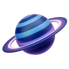Artistic Planet with Rings in Blue and Purple Gradient.