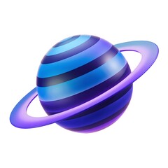 Artistic Planet with Rings in Blue and Purple Gradient.
